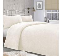 Velosso Teddy Bear Super Plush Warm Fuzzy Cuddly Fleece Thermal Bedding Set (Cream, Double Bed)