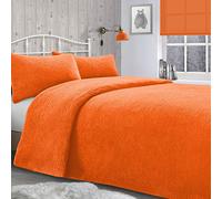 Velosso Teddy Bear Super Plush Warm Fuzzy Cuddly Fleece Thermal Bedding Set (Orange, Double Bed)