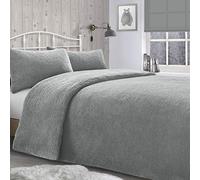 Velosso Teddy Bear Super Plush Warm Fuzzy Cuddly Fleece Thermal Bedding Set (Silver Grey, Super King Size)