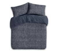 Velosso Teddy Bear Ultra Cosy Bedding Thermal Plush Duvet Cover and Pillowcase Set Fluffy Warm Cuddly Fleece Quilt Cover Set (Marl Navy, Double)