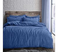 Velosso Teddy Cosy Fleece Duvet Cover Quilt Bedding Set with Pillow Case Thermal Warm Fluffy Super Soft (French Blue, Double)
