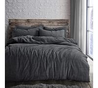 Velosso Teddy Cosy Fleece Xmas Nordic Penguins Stag Duvet Cover Quilt Bedding Set with Pillow Case Thermal Warm Fluffy Super Soft (Super King, Plain Charcoal)