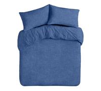 Velosso Teddy Fleece Double Duvet Cover Set, 3 Piece Thermal Plush Bedding Set with 2 Pillowcases, Soft Fluffy Finish, Button Closure (French Blue)