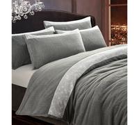 Velosso Teddy Fleece Duvet And Pillowcase Set In Chic Pink & Silver, Luxurious And Cosy Bedding Set With Button Enclosure - Silver