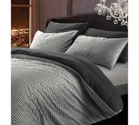 Velosso Teddy Fleece Duvet Cover & Pillowcase Set - Luxury Bedding For Modern Bedroom Look, Machine Washable - Silver