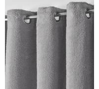 Velosso Teddy Fleece Lined Thermal Curtains - Ring Top, Energy-Saving, Warm And Cosy Fleece Curtains - Machine Washable - Grey