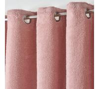 Velosso Teddy Fleece Lined Thermal Curtains - Ring Top, Energy-Saving, Warm And Cosy Fleece Curtains - Machine Wash Cold - Blush Pink