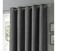 Velosso Teddy Fleece Readymade Eyelet Curtains - Charcoal
