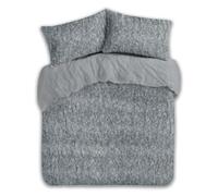 Velosso Teddy Fleece Reversible Double Duvet Cover Set, 3 Piece Thermal Plush Bedding Set with 2 Pillowcases, Soft Fluffy Finish, Button Closure (Marl Charcoal)