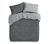 Velosso Teddy Fleece Reversible Single Bed Duvet Cover Set, 2 Piece Thermal Plush Bedding Set with 1 Pillowcase, Soft Fluffy Finish, Button Closure (Charcoal/Grey)