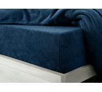 Velosso Teddy Fleece Warm and Cosy Fitted Sheet - Navy - Super King