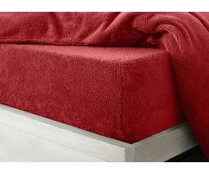 Velosso Teddy Fleece Warm and Cosy Fitted Sheet - Red - Single