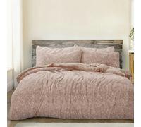 Velosso Teddy Marl Fluffy and Warm Fleece Duvet Cover Set - Blush - Super King