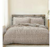 Velosso Teddy Marl Fluffy and Warm Fleece Duvet Cover Set - Natural - Super King