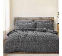 Velosso Teddy Marl Warm & Cosy Duvet Cover & Pillowcase Set in Charcoal | Size: Single Velosso Charcoal Single