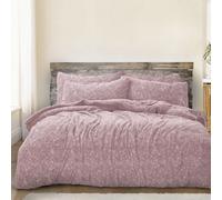 Velosso Teddy Marl Warm & Cosy Duvet Cover & Pillowcase Set in Pink | Size: Double Velosso Pink Double