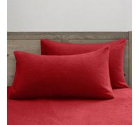 Velosso Teddy Pillowcase Pair with Plain in Red | Size: 50 cm x 75 cm Velosso Red 50 cm x 75 cm