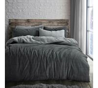 Velosso Teddy Two Tone Fluffy and Warm Fleece Duvet Cover Set - Charcoal - Double