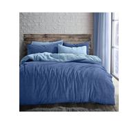 Velosso Teddy Two Tone Warm And Cosy Duvet Cover And Pillowcase Set - Blue