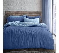 Velosso Teddy Two Tone Warm And Cosy Duvet Cover And Pillowcase Set - Blue