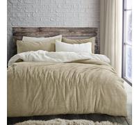 Velosso Teddy Two Tone Warm And Cosy Duvet Cover And Pillowcase Set - Cream