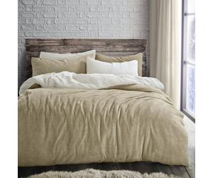Velosso Teddy Two Tone Warm And Cosy Duvet Cover And Pillowcase Set - Cream