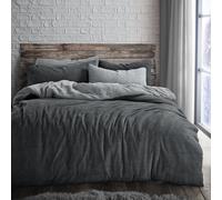 Velosso Teddy Two Tone Warm & Cosy Duvet Cover & Pillowcase Set in Charcoal | Size: Double Velosso Charcoal Double