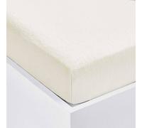 Velosso Terry Stretch 100% Cotton Fitted Sheet with Plain Dye Sheet in Cream | Size: Single Velosso Cream Single