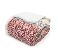 Velosso Textured Sherpa Throw Blanket With Tassled Edging For Sofa, Bed, Cosy Winter Essential, 130Cm X 180Cm - Red