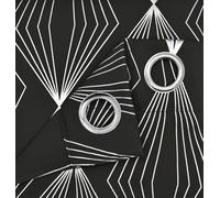 Velosso Thermal Blackout Foil Print Curtains In Variety Sizes, Ring Top Style, Durable & Lightweight For Bedroom Or Living Room - Black