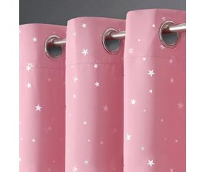 Velosso Thermal Blackout Ring Top Curtains, Foil Print Curtains, Machine Washable, Energy Saving, Privacy Enhancing Curtains - Pink