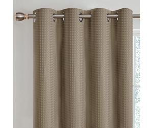 Velosso Thermal Blackout Window Treatment Waffle Weaved Door Curtain Panel Ring Top Light Blocking Thermal Insulated Single Curtain Panel (Natural)