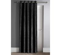 Velosso Thermal Blockout Window Treatment Triple Weaved Door Curtain Panel Ring Top Curtain for door (Black)