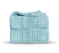 Velosso Thermal Plush Waffle Design Blanket - Contemporary Embossed Fur Throw in Duck Egg Blue | Size: 125 cm x 150 cm Velosso Duck Egg Blue 125 cm x 150 cm