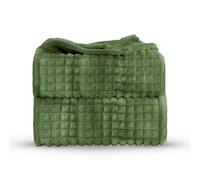 Velosso Thermal Plush Waffle Design Blanket - Contemporary Embossed Fur Throw in Olive | Size: 125 cm x 150 cm Velosso Olive 125 cm x 150 cm