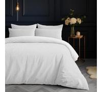 Velosso Thermal Quilted Dutch Velvet Duvet Cover Set, Floral Leaf Textured Bedding Set Soft Suede Touch with Button Closing (White, King)