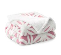 Velosso Thermal Soft Jacquard Sherpa Backed Throw Blanket For Sofa, Bed, Couch - 127Cm X 152Cm - Coral Pink