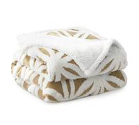 Velosso Thermal Soft Jacquard Sherpa Backed Throw Blanket For Sofa, Bed, Couch - 127Cm X 152Cm - Latte