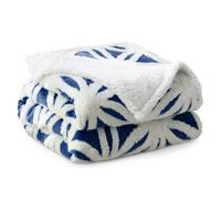 Velosso Thermal Soft Jacquard Sherpa Backed Throw Blanket For Sofa, Bed, Couch - 127Cm X 152Cm - Navy