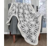 Velosso Thermal Soft Jacquard Sherpa Backed Throw Blanket For Sofa, Bed, Couch - 150Cm X 200Cm - Grey