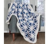 Velosso Thermal Soft Jacquard Sherpa Backed Throw Blanket For Sofa, Bed, Couch - 150Cm X 200Cm - Navy