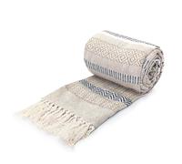 Velosso Thermal Soft Jacquard Sherpa Throw, Warm Blanket with Tassled Edging in Beige | Size: 90 cm x 112 cm Velosso Beige 90 cm x 112 cm