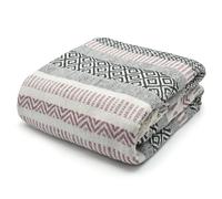 Velosso Thermal Soft Jacquard Sherpa Throw, Warm Blanket with Tassled Edging in Dusty Pink | Size: 75 cm x 100 cm Velosso Dusty Pink 75 cm x 100 cm