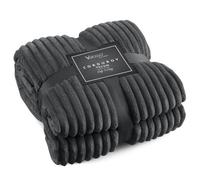 Velosso Thermal Soft Ribbed Cord Throw Blanket For Sofa, Bed, Armchair, Couch - 127Cm X 152Cm, Charcoal