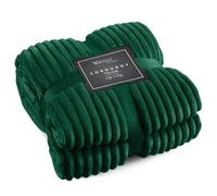 Velosso Thermal Soft Ribbed Cord Throw Blanket For Sofa, Bed, Armchair, Couch - 127Cm X 152Cm, Emerald