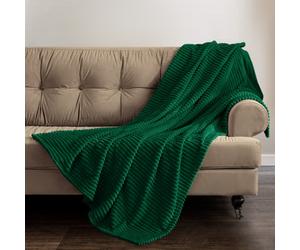 Velosso Thermal Soft Ribbed Cord Throw Blanket For Sofa, Bed, Armchair, Couch - 150Cm X 200Cm, Emerald
