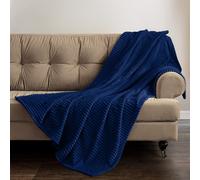 Velosso Thermal Soft Ribbed Cord Throw Blanket For Sofa, Bed, Armchair, Couch - 150Cm X 200Cm, Navy