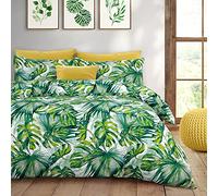 Velosso Tropical Palm Leaves Floral Easycare Bedding Set with Pillowcases (Green, King)