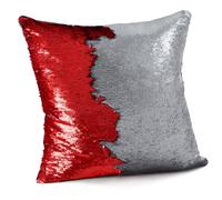 Velosso Two-Tone Sequins Decorative Cushion, Reversible Sparkly Fabric, Zip Closure, Machine Washable - Multicolour