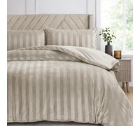 Velosso Velvet Touch Reversible King Size Duvet Cover Set, Modern Striped Design, Hotel-Quality 3 Piece Bedding Set with 2 Pillowcases, Button Closure (Beige)